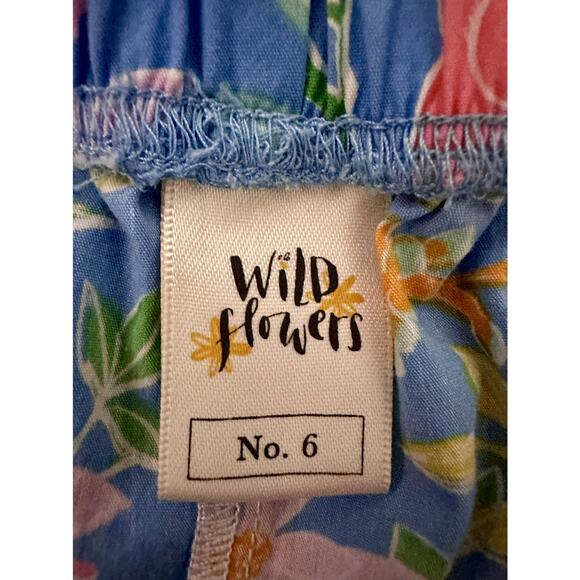 Wildflowers Best Day Ever Spring Fling Ruffle Blue Green Pink Floral Capri Pants - Picture 8 of 8